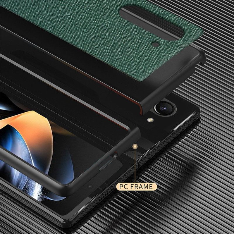 Kryt Samsung Galaxy Z Fold 5 Styl Kůže S Tkaným Efektem