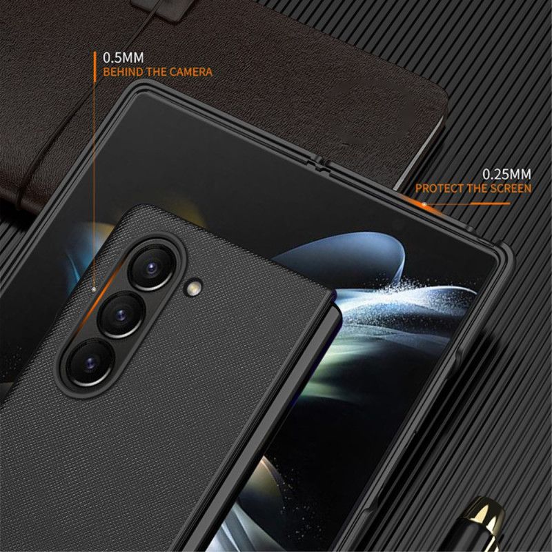 Kryt Samsung Galaxy Z Fold 5 Styl Kůže S Tkaným Efektem