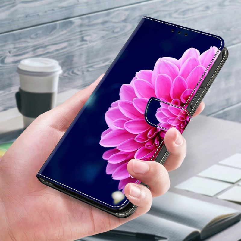 Peněženková Pouzdra Samsung Galaxy A55 5g Kryty Na Mobil Růžový Květ Na Modrém Pozadí