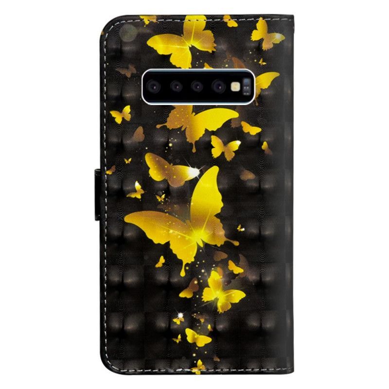 Peněženková Pouzdra Samsung Galaxy S10 5g Žlutí Motýli