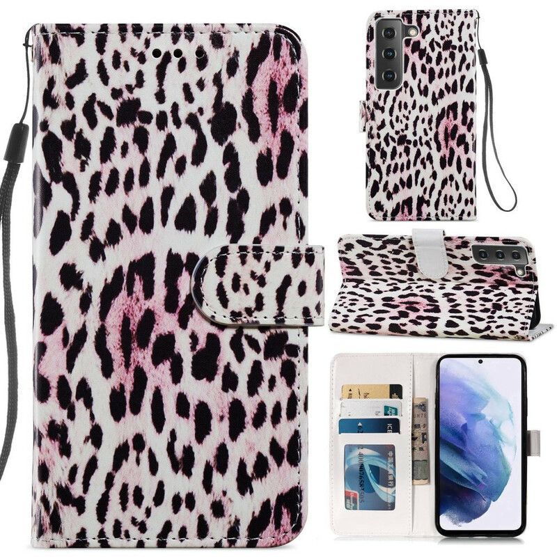 Peněženková Pouzdra Samsung Galaxy S21 Fe Leopardí Potisk