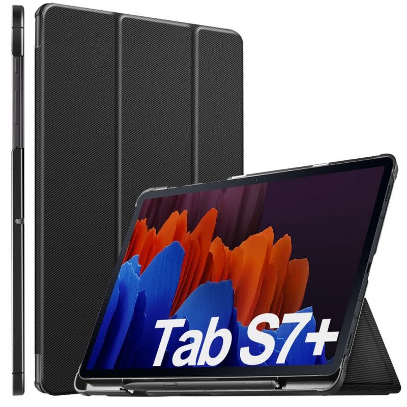 Třívrstvé Chytré Pouzdro S Držákem Stylusu Kryt Samsung Galaxy Tab S7 Plus