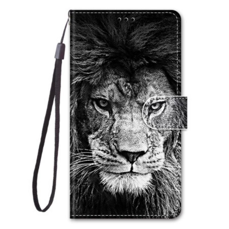 Flipové Pouzdro Na Sony Xperia 1 IV Na Lana Lanyard Lion