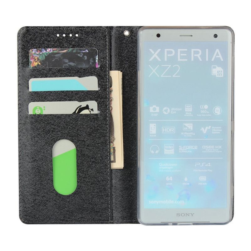 Kožené Pouzdro Folio Sony Xperia Xz2 Styl Z Měkké Kůže S Páskem