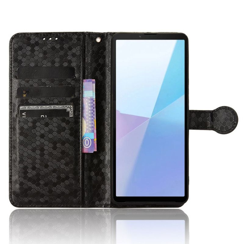 Kožený Kryt Sony Xperia 10 Vi Lesklé Tečky S Páskem