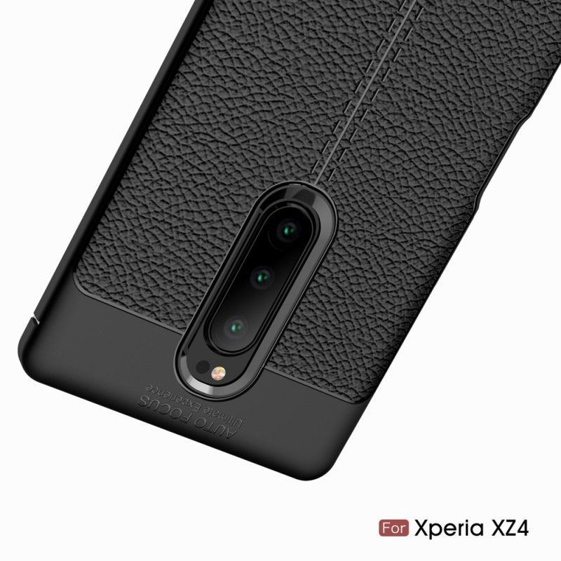 Kryt Sony Xperia 1 Litchi S Dvojitým Koženým Efektem