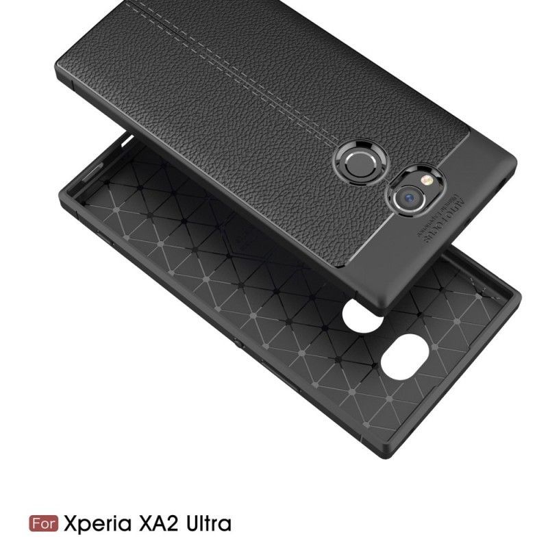 Kryt Sony Xperia Xa2 Ultra Litchi S Dvojitým Koženým Efektem