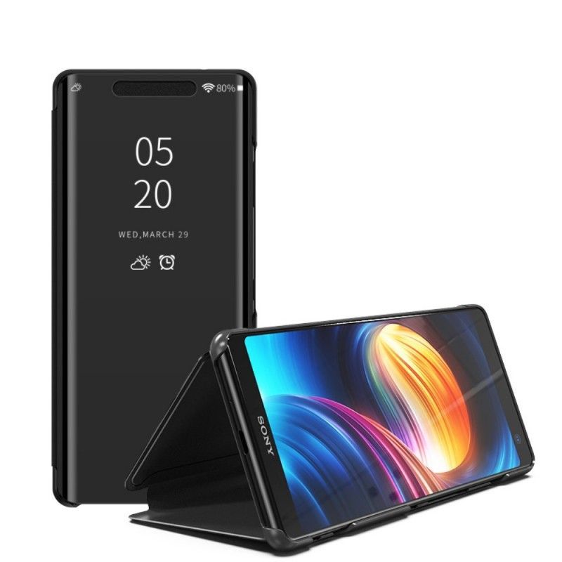 Pohledový Kryt Kryt Na Sony Xperia Xz3 Zrcadlo A Imitace Kůže