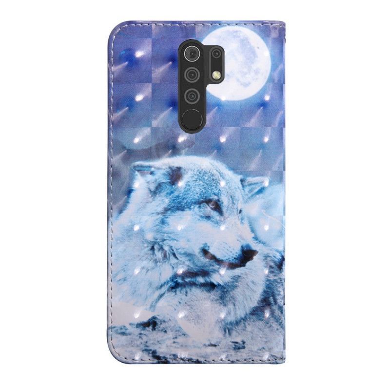 Flipové Pouzdro Na Xiaomi Redmi 9 Vlk V Měsíčním Světle