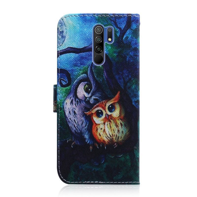 Flipové Pouzdro Xiaomi Redmi 9 Malování Sov