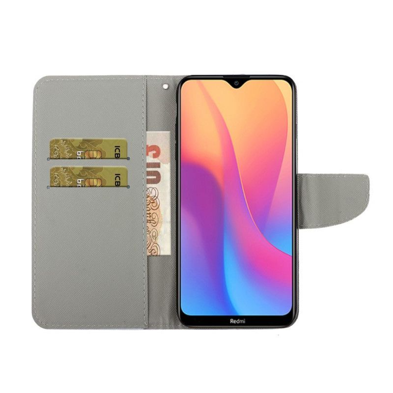 Flipové Pouzdro Xiaomi Redmi 9a Kočka Nedotýkej Se Mě Popruhem