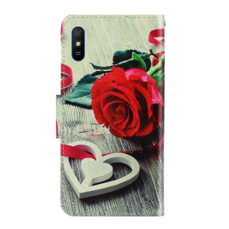 Flipové Pouzdro Xiaomi Redmi 9a Romantická Růže S Řemínkem