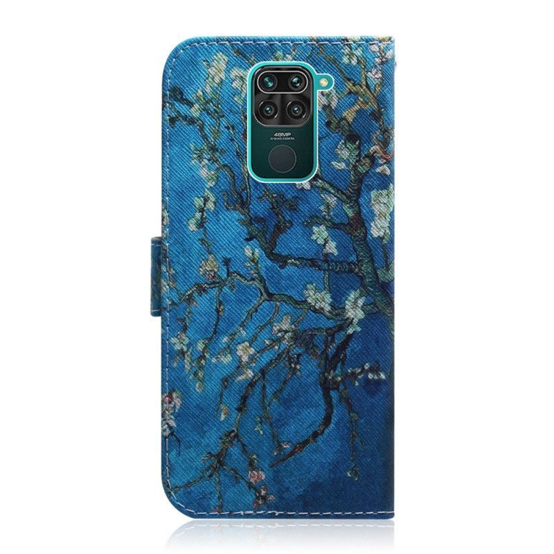 Flipové Pouzdro Xiaomi Redmi Note 9 Kvetoucí Strom Modré Pozadí