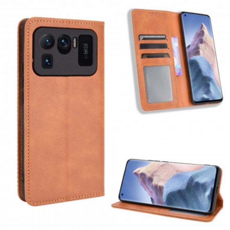 Kožené Pouzdro Folio Na Xiaomi Mi 11 Ultra Stylizovaný Vintage Kožený Efekt