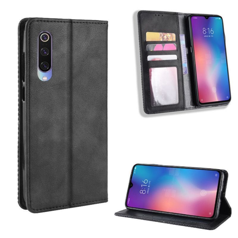 Kožené Pouzdro Folio Na Xiaomi Mi 9 Lite Stylizovaný Vintage Kožený Efekt