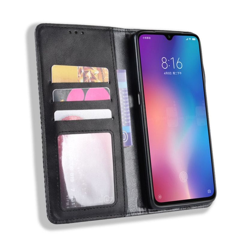 Kožené Pouzdro Folio Na Xiaomi Mi 9 Lite Stylizovaný Vintage Kožený Efekt