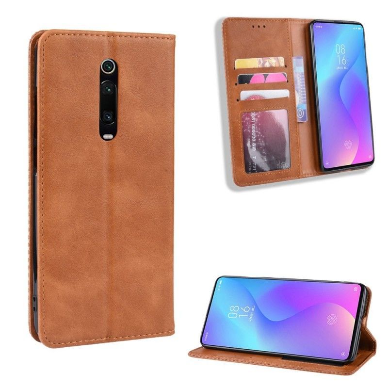 Kožené Pouzdro Folio Na Xiaomi Mi 9t / Mi 9t Pro Stylizovaná Imitace Kůže