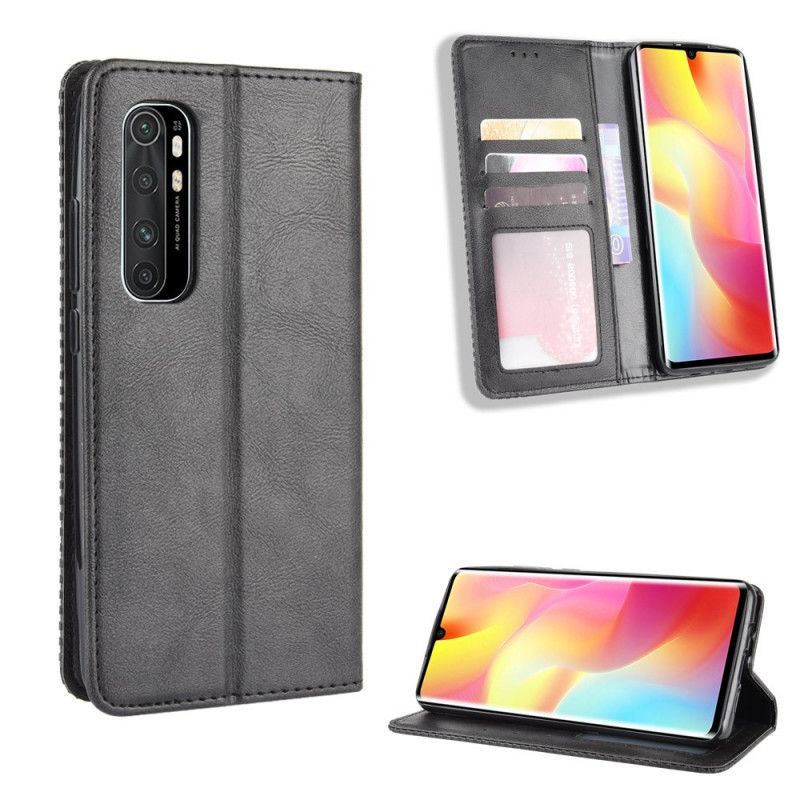 Kožené Pouzdro Folio Na Xiaomi Mi Note 10 Lite Stylizovaný Vintage Kožený Efekt