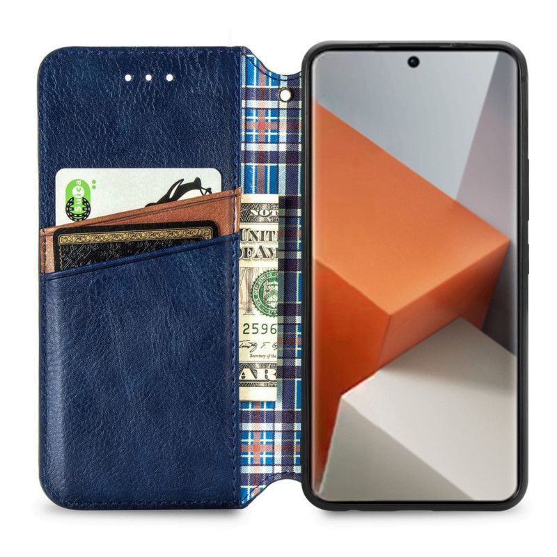 Kožené Pouzdro Folio Na Xiaomi Redmi Note 13 Pro Plus 5g Vintage Diamantový Vzor