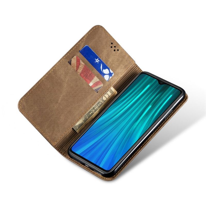 Kožené Pouzdro Folio Na Xiaomi Redmi Note 8 Jeansová Látka