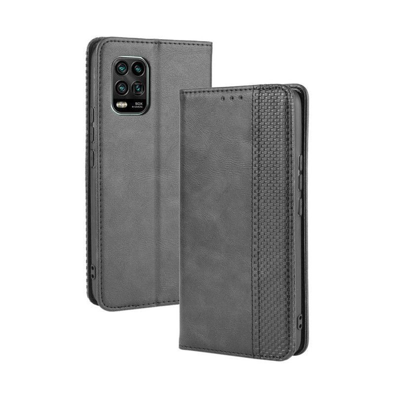 Kožené Pouzdro Folio Xiaomi Mi 10 Lite Stylizovaný Vintage Kožený Efekt