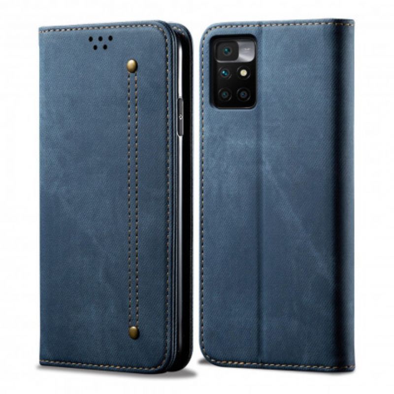 Kožené Pouzdro Folio Xiaomi Redmi 10 Jeansová Látka