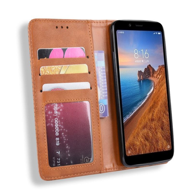 Kožené Pouzdro Folio Xiaomi Redmi 7a Stylizovaný Vintage Kožený Efekt