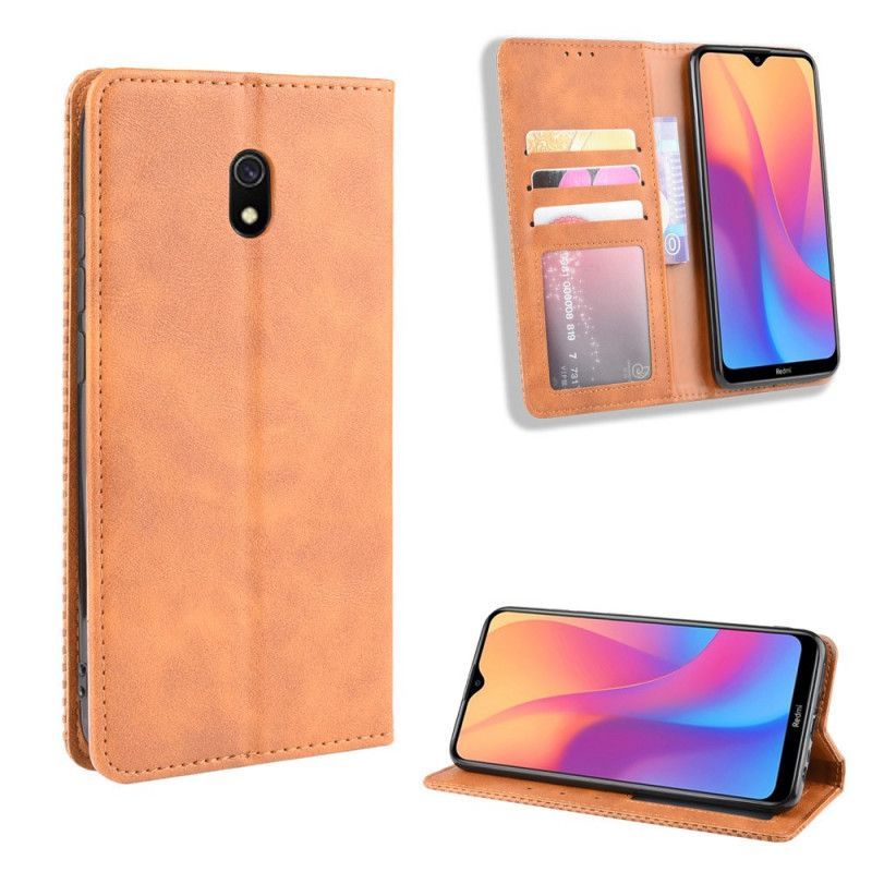 Kožené Pouzdro Folio Xiaomi Redmi 8a Stylizovaný Vintage Kožený Efekt