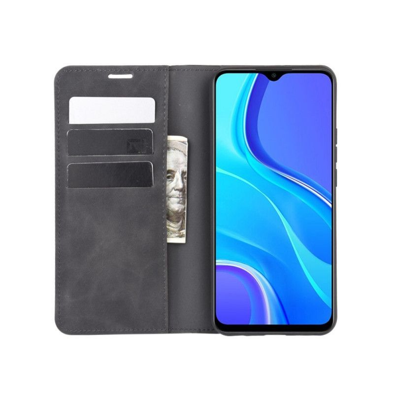 Kožené Pouzdro Folio Xiaomi Redmi 9 Efekt Měkké Kůže