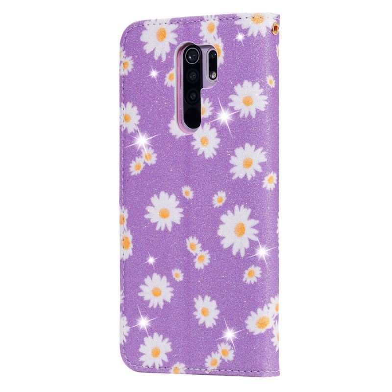 Kožené Pouzdro Folio Xiaomi Redmi 9 Sedmikrásky