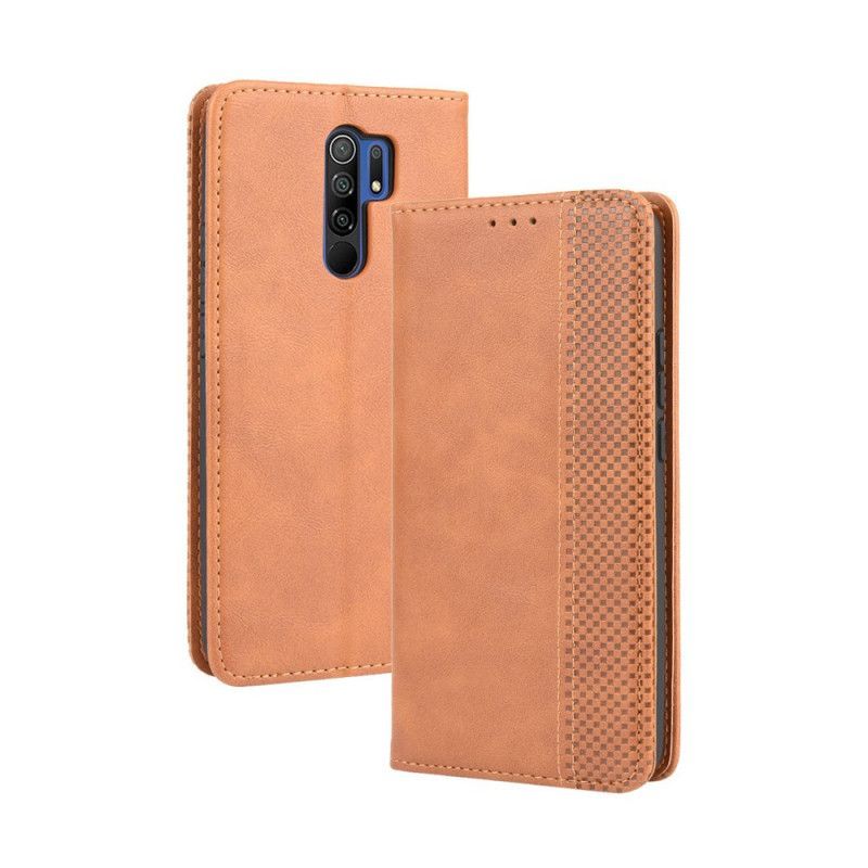 Kožené Pouzdro Folio Xiaomi Redmi 9 Stylizovaný Vintage Kožený Efekt