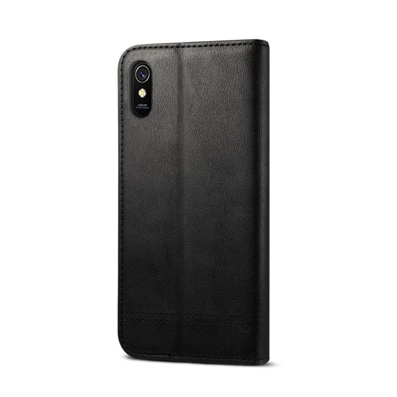 Kožené Pouzdro Folio Xiaomi Redmi 9a Prošívání S Koženým Efektem