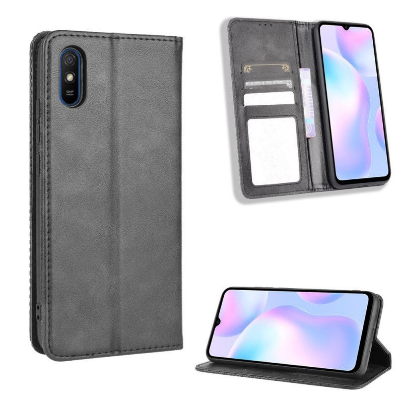 Kožené Pouzdro Folio Xiaomi Redmi 9a Stylizovaný Vintage Kožený Efekt