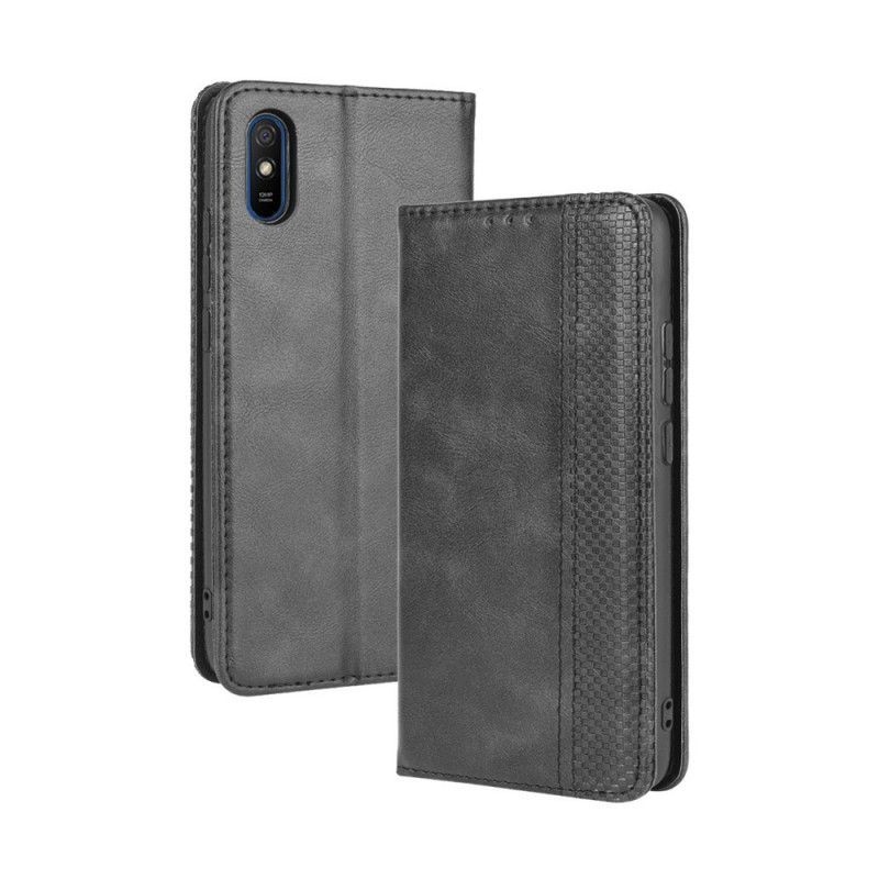 Kožené Pouzdro Folio Xiaomi Redmi 9a Stylizovaný Vintage Kožený Efekt