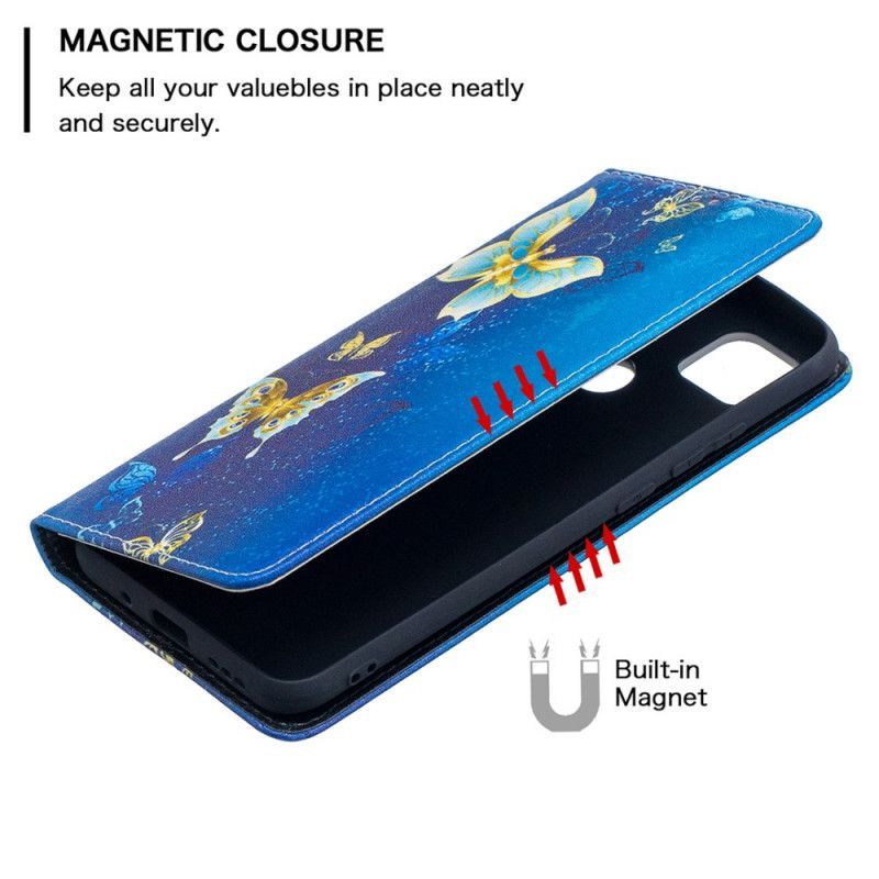 Kožené Pouzdro Folio Xiaomi Redmi 9c Barevní Motýli