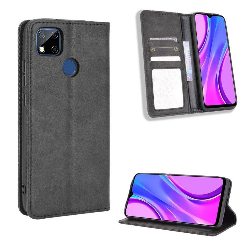 Kožené Pouzdro Folio Xiaomi Redmi 9c Stylizovaný Vintage Kožený Efekt