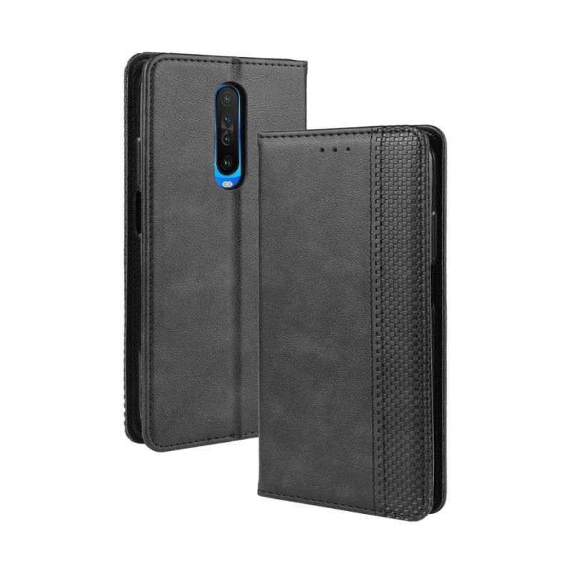 Kožené Pouzdro Folio Xiaomi Redmi K30 Stylizovaný Vintage Kožený Efekt