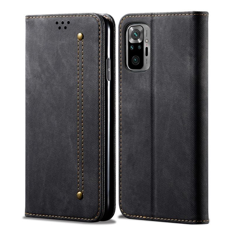 Kožené Pouzdro Folio Xiaomi Redmi Note 10 / Note 10s Jeansová Látka