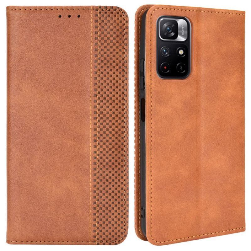 Kožené Pouzdro Folio Xiaomi Redmi Note 11 / Poco M4 Pro 5g Stylizovaný Vintage Kožený Efekt