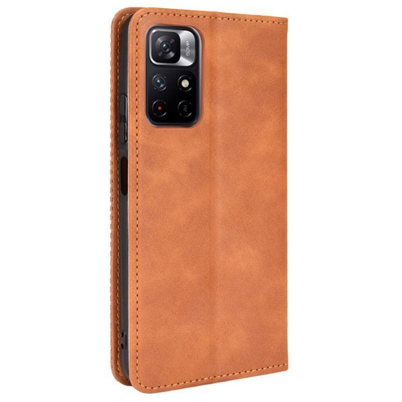 Kožené Pouzdro Folio Xiaomi Redmi Note 11 / Poco M4 Pro 5g Stylizovaný Vintage Kožený Efekt