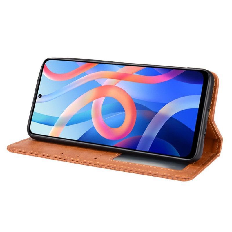 Kožené Pouzdro Folio Xiaomi Redmi Note 11 / Poco M4 Pro 5g Stylizovaný Vintage Kožený Efekt