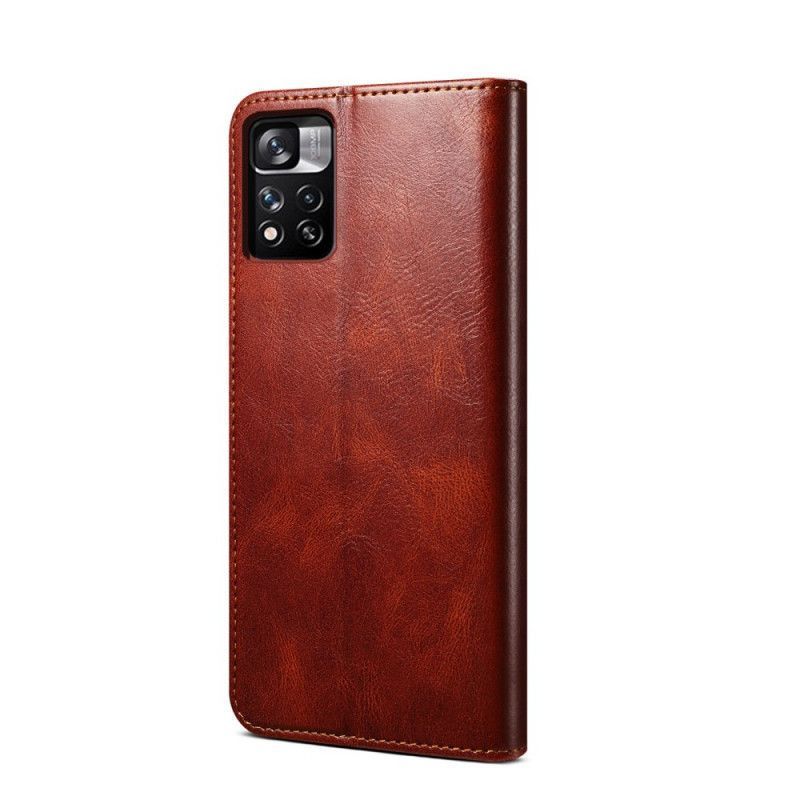 Kožené Pouzdro Folio Xiaomi Redmi Note 11 / Poco M4 Pro 5g Voskovaná Imitace Kůže