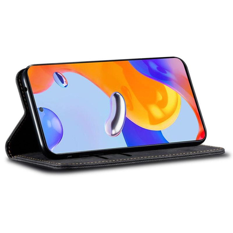 Kožené Pouzdro Folio Xiaomi Redmi Note 13 4g Džínová Tkanina