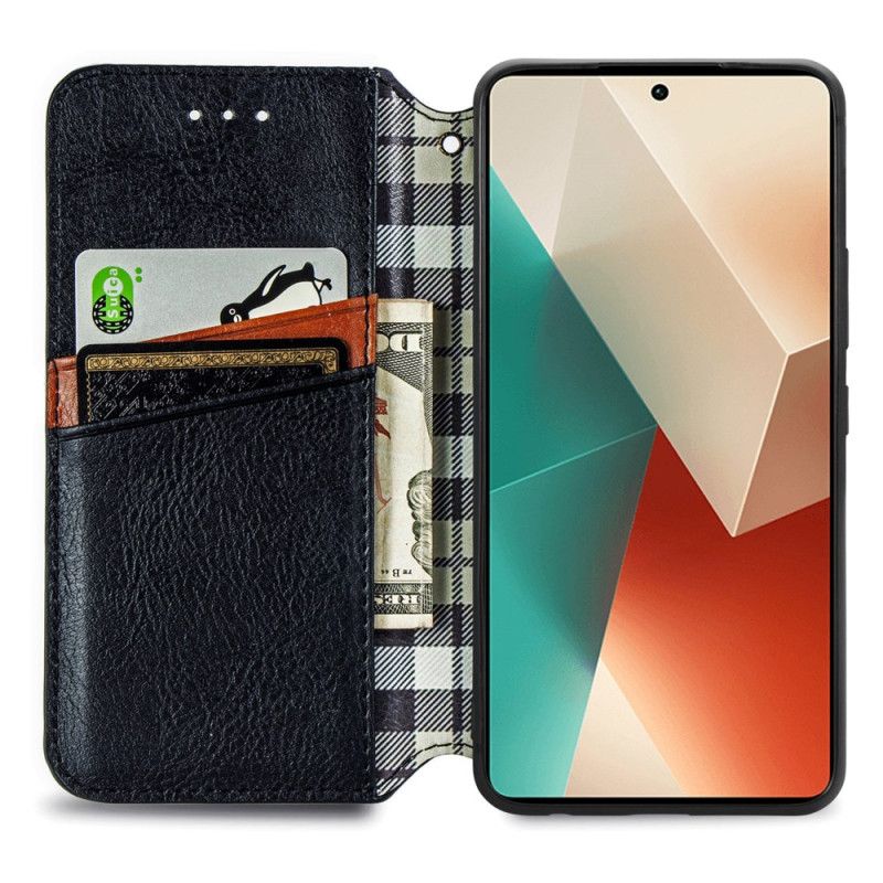 Kožené Pouzdro Folio Xiaomi Redmi Note 13 5g Vintage Diamanty S Koženým Efektem