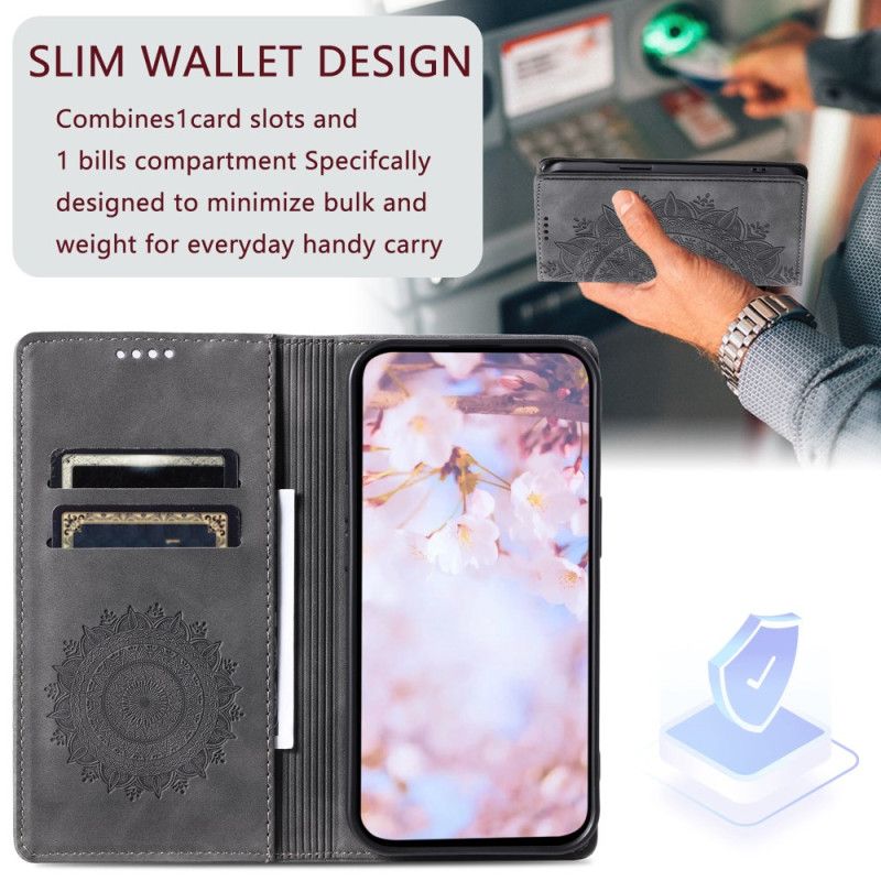 Kožené Pouzdro Folio Xiaomi Redmi Note 13 Pro Plus 5g Efekt Mandala Suede