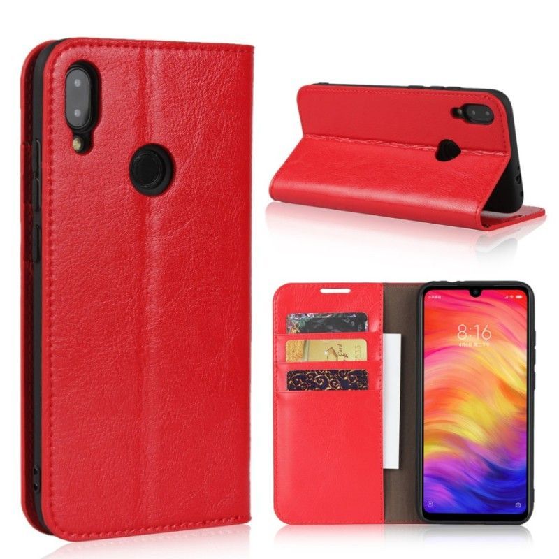 Kožené Pouzdro Folio Xiaomi Redmi Note 7 Pravá Nouzená Kůže