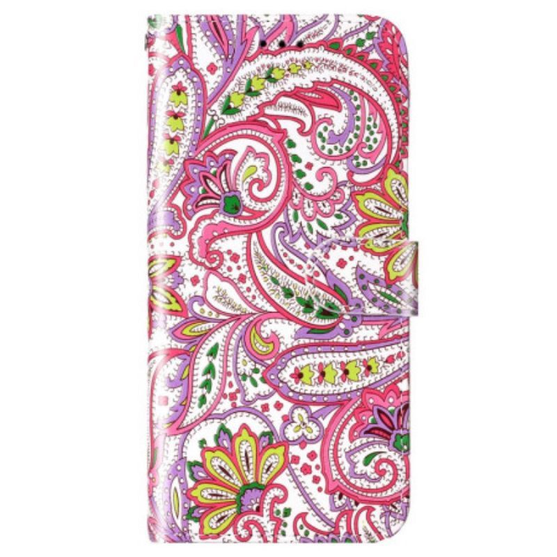 Kožené Pouzdro Na Xiaomi 12 Lite Na Lana Strappy Paisley Vzor