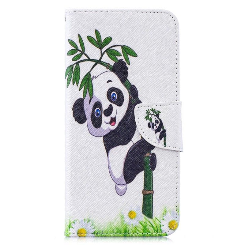 Kožené Pouzdro Na Xiaomi Redmi Note 7 Panda Na Bambusu