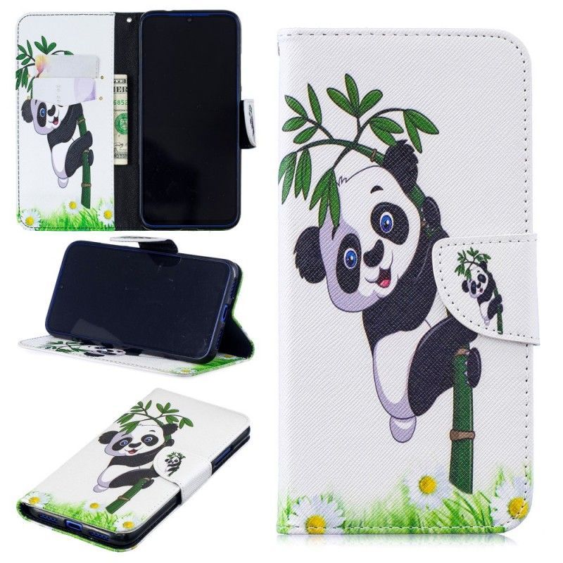 Kožené Pouzdro Na Xiaomi Redmi Note 7 Panda Na Bambusu