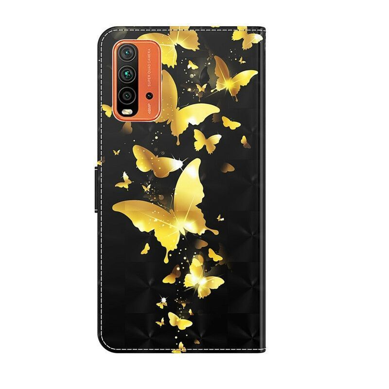 Kožené Pouzdro Xiaomi Redmi 9t Žlutí Motýli